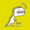 Funny dinosaur, childish style. Sketch for your design