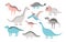 Funny dinosaurs collection. Cute childish characters in pastel colors. Colorful hand drawn illustration.