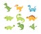 Funny dinosaurs vector collection in cartoon style on white background