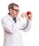 Funny Doctor Examines an apple
