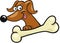 Funny dog with bone icon