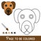 Funny Dog Face to be colored, the coloring book for preschool kids with easy educational gaming level.vector