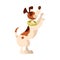 Funny Dog with Spotted Coat and Collar Standing on Hind Legs as Domestic Pet Vector Illustration