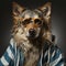 Funny Dog In Sunglasses And Jacket: Photorealistic Portraiture With A Touch Of Imagination