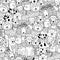 Funny dogs black and white seamless pattern