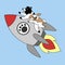 Funny dogs flying on rocket business concept vector illustration hand drawn