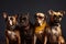 Funny dogs gang in sunglasses on studio background. Pets portrait. Generative ai
