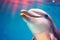 Funny dolphin in studio, colorful background. Generative AI