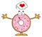Funny Donut Cartoon Character With Sprinkles Thinking Of Love And Wanting A Hug