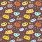 Funny doodle cartoon cats seamless vector pattern