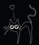 Funny doodle cat in love