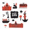 Funny doodle illustration of different petersburg famous attractions. Vector