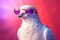 Funny dove wearing sunglasses in studio with a colorful and bright background. Generative AI