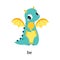 Funny Dragon Character Demonstrating English Verb Be Vector Illustration