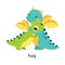 Funny Dragon Character Hugging Demonstrating English Verb Vector Illustration