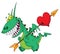 Funny dragon with heart