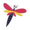 Funny Dragonfly with Large Eye and Wing Vector Illustration