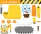 Funny drilling tractor. Education paper game for children. Cutout and gluing. Vector cartoon illustration