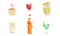 Funny Drinks Cartoon Characters Collection, Tea and Coffee Cup, Wine and Martini Glass, Milk, Juice Bottle Cute