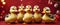 Funny ducks at a party on a red background