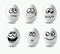 Funny easter eggs. This is image of funny eggs on white background. Faces on the eggs.
