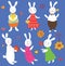 Funny easter rabbits set