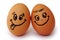 Funny easter smile eggs, love happy eggs couple.