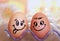 Funny easter smile eggs, love happy eggs couple.