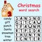 Funny educational Christmas word search puzzle stock vector illustration