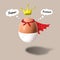 Funny egg in underpants and cape