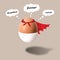 Funny egg in underpants and cape