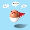 Funny egg in underpants and cape