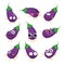 Funny eggplant - vector isolated cartoon emoticons