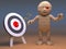 Funny Egyptian mummy monster hits the bullseye with his arrows, 3d illustration