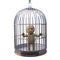 Funny Egyptian mummy monster trapped in birdcage like a canary, 3d illustration
