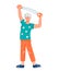 Funny elderly woman keep fit and health through sport exercises, cartoon flat vector