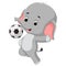 Funny elephant cartoon with ball