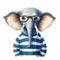 Funny Elephant With Glasses And Striped Shirt - Editorial Illustration