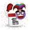 Funny emoji face with boxing glove and calendar