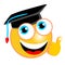 Funny emoticon cartoon with graduation hat