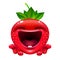 Funny emotion strawberry. cute fruit character