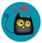 Funny enamored cat vector illustration