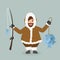 Funny  Eskimo Cartoon  Fisherman vector