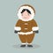 Funny Eskimo girl in flat design