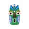 Funny ethnic tiki tribal mask with huge eyes and open mouth. Dreaded ancient ritual symbol or souvenir. Hand drawn flat