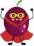 Funny exotic passion fruit mascot in traditional costume of superhero