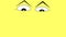 Funny eyes with mean expression on yellow background