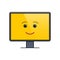 Funny face on computer screen emoticon
