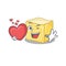 Funny Face creamy butter cartoon character holding a heart