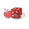 Funny Face dice cartoon character holding a heart